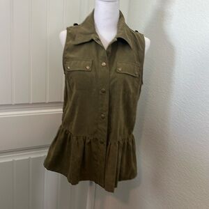 Army green suede‎ like Vest